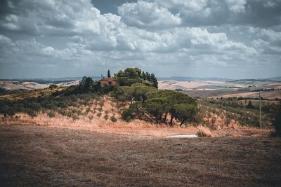 Scenic view of land against sky