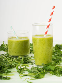 Close-up of drink against white background