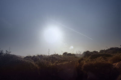 Scenic view of vapor trail against clear sky