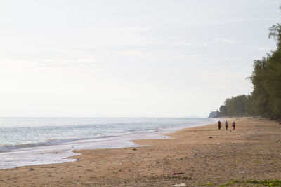 People on beach against sky