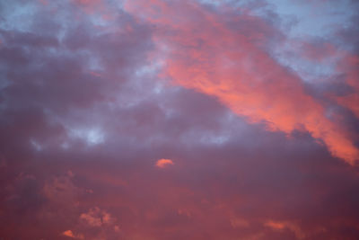 Low angle view of cloudy sky during sunset