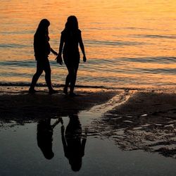 Reflection of people in water