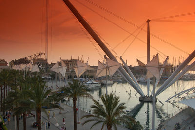 View of bridge at sunset