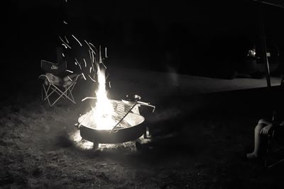 Close-up of illuminated fire at night