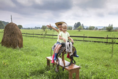 Full length of horse on field