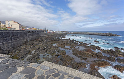 Scenic view of beach against sky