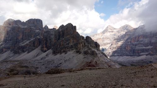 Scenic view of rocky mountains against sky