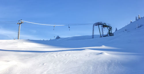 Snow covered landscape against sky