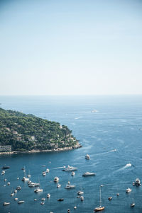 High angle view of sea against clear sky