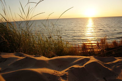 Scenic view of sea at sunset