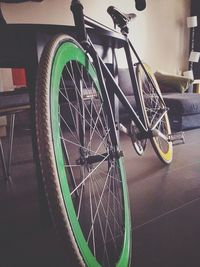 Bicycle parked on road