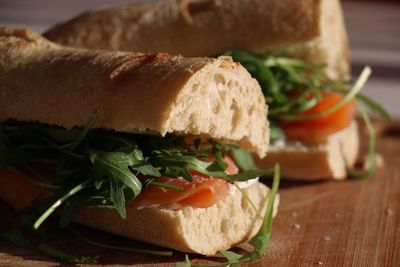 Close-up of sandwich on table