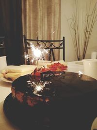 Close-up of cake on table