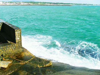 High angle view of sea against sky