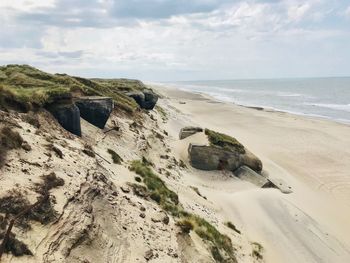 Scenic view of beach against sky