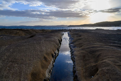 Scenic view of sea against sky during sunset