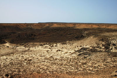 Scenic view of desert against clear sky