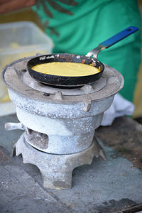 Close-up of food cooking on stove