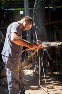 Man working on stage