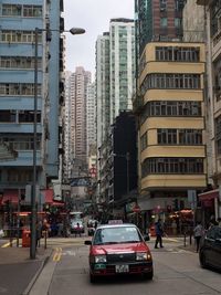 View of city street and buildings