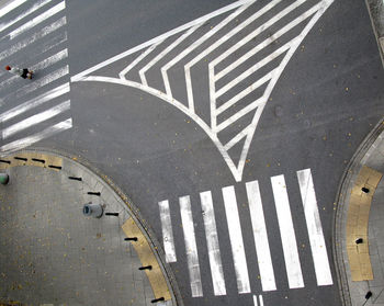 High angle view of markings on road