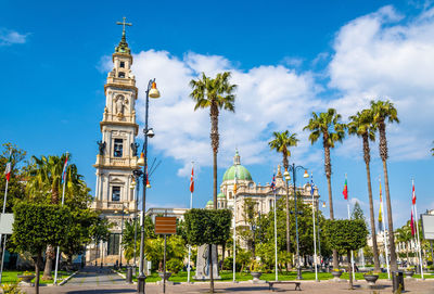 Panoramic view of temple building against sky