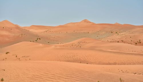 Scenic view of desert against clear sky