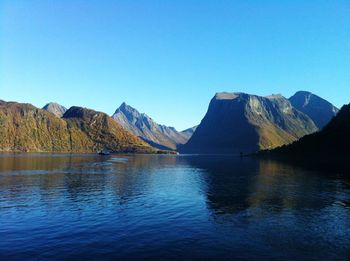 Scenic view of lake against clear sky