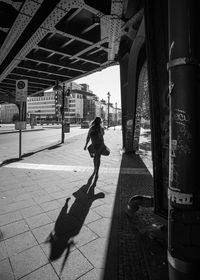 Woman walking in city