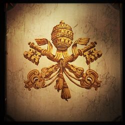 Close-up of carving on wall