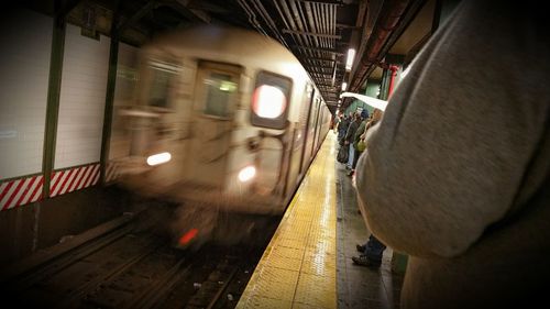 Blurred motion of train at night