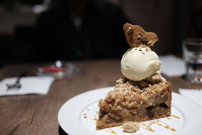 Close-up of dessert in plate on table