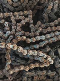 Full frame shot of bicycle chains