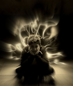 Portrait of woman at night