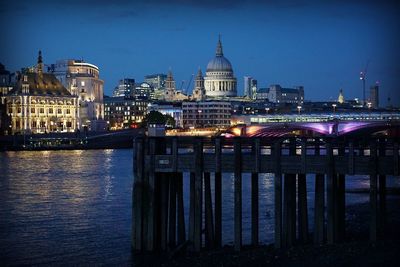 View of illuminated city at night