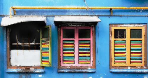 Multi colored windows of building