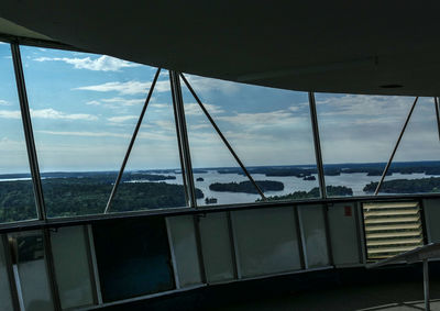 Scenic view of sea seen through window