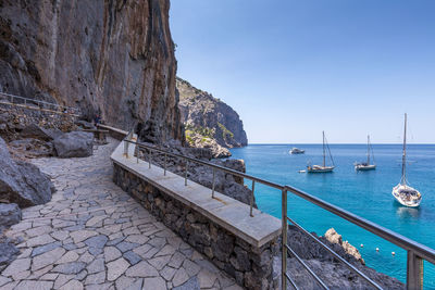 Scenic view of sea against blue sky