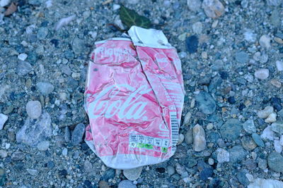 High angle view of stones on rock