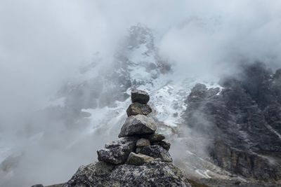 Scenic view of waterfall against sky