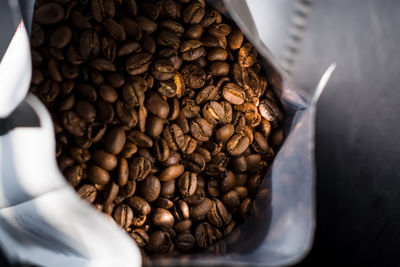 High angle view of coffee beans