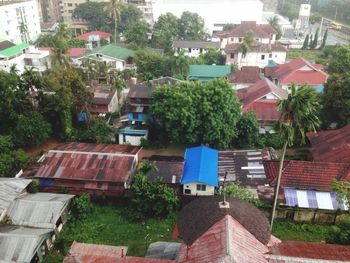 High angle shot of residential buildings