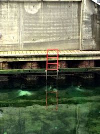 Reflection of built structure in water