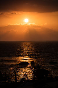 Scenic view of sea at sunset