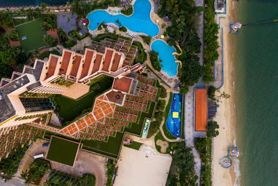 High angle view of buildings