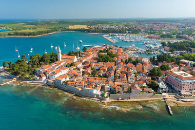 Aerial photo of novigrad town, istra, croatia