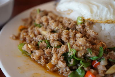 Close-up of meal served in plate