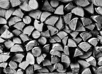 Full frame shot of logs in forest