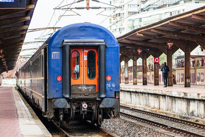 Train at railroad station platform