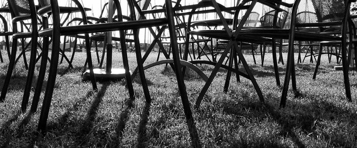Close-up of chair on grass